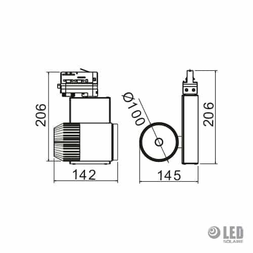 Spots sur rail - noir - 30W - 3000K - O100mm – Image 3